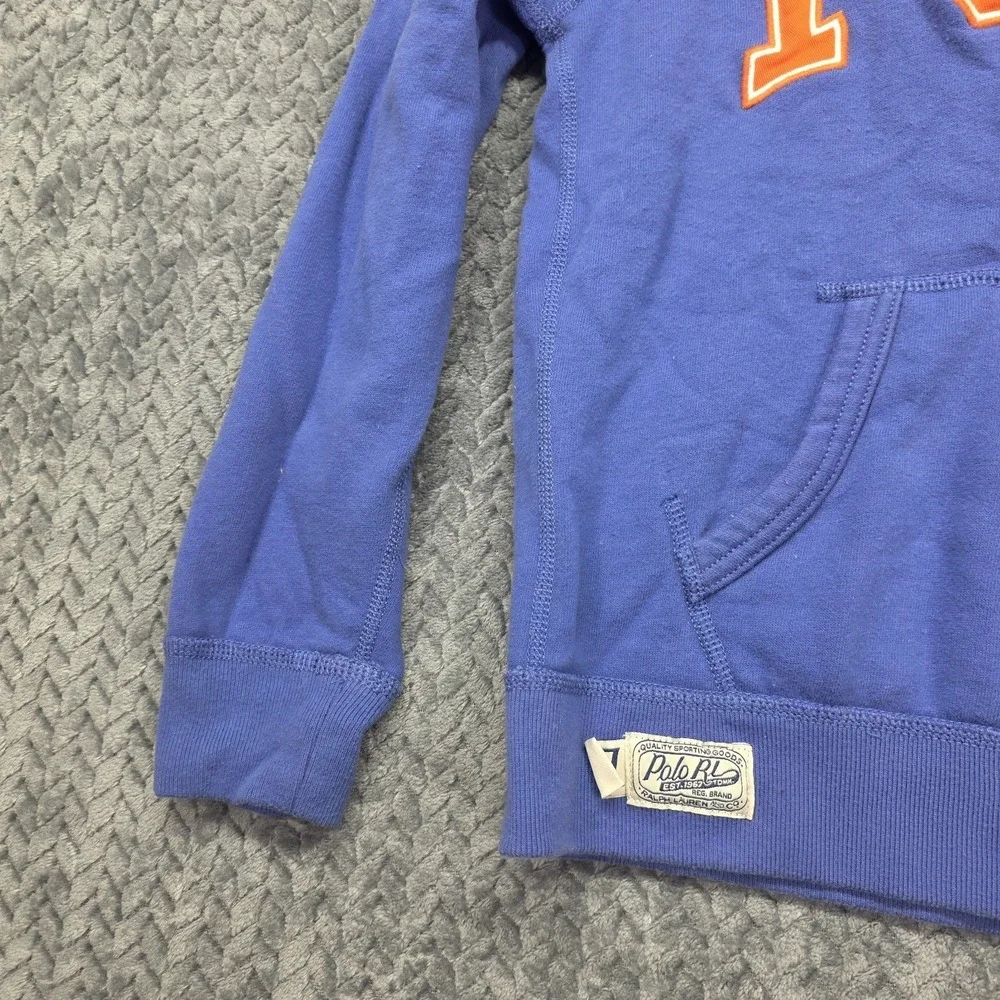 Polo Ralph‎ Lauren Full Zip Hoodie Boys Medium 10-12 Blue Pony Logo Spellout